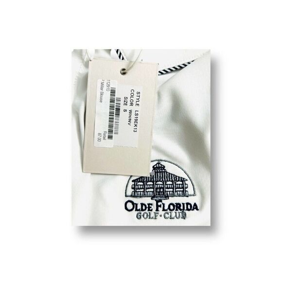 Peter Millar S White Golf Polo Shirt Olde Florida Logo Performance Stretch Top - Picture 6 of 7